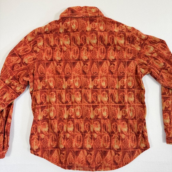 Woolrich Womens Corduroy Button Up Shirt Black Cherry Leaf Print Cotton Small - Picture 9 of 10